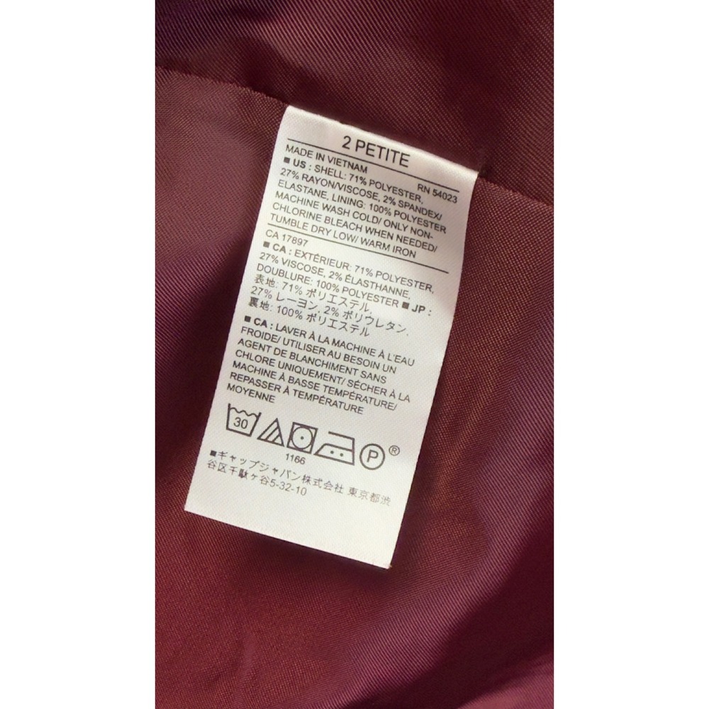 Banana Republic Burgundy Herringbone Blazer Petite 2P Two Button Crested Jacket - Picture 7 of 10